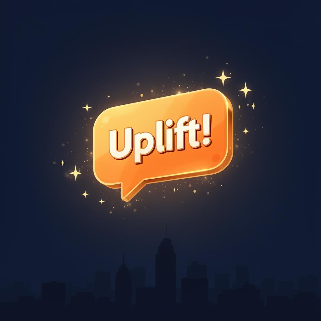Uplift AI chat speech bubble glowing over the Dayton skyline